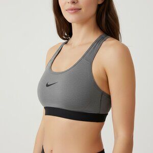 Nike Gray Dri-FIT Swoosh Medium-Support Sports Bra Size S